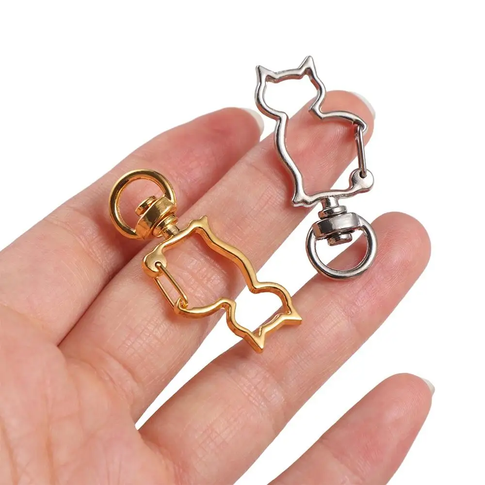 Alloy Cat Lobster Claw Clasp Keyring Making Gold Silver Plated Cat Connecting Ring Pendant Jump Rings Split Key Ring Connector