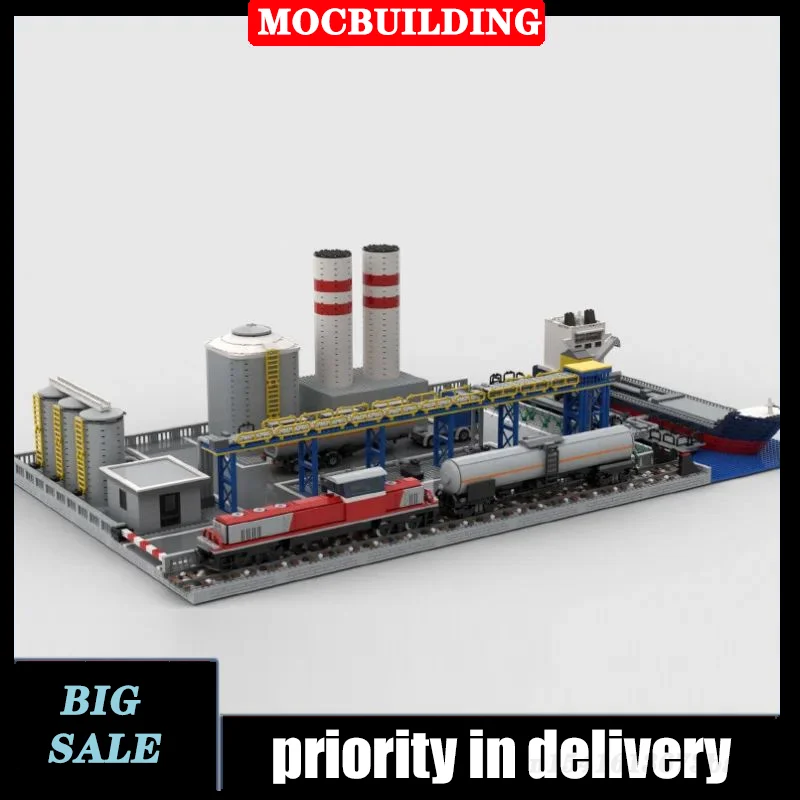 City Train Chemical Plant Model Building Block Assembly MOC Town Ship Building Puzzle Collection Series Toys