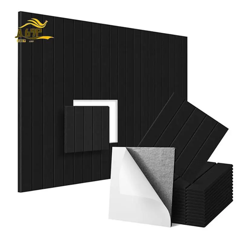 

A69P-16 Pack Self-Adhesive Acoustic Panels, Sound Proof Foam Panels, High Density Soundproofing Wall Panels Black 12X12X0.4In