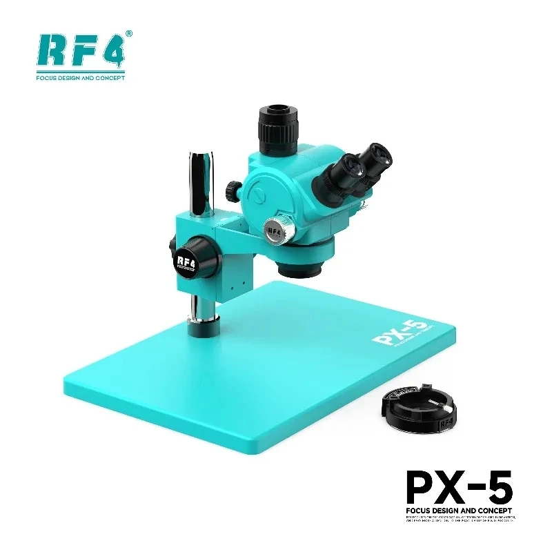 RF4 PX-5 Trinocular Stereo Microscope Continuous Zoom Range of 7X To 50X HD Camera Tools Fo Phones PCB Electronic Repair