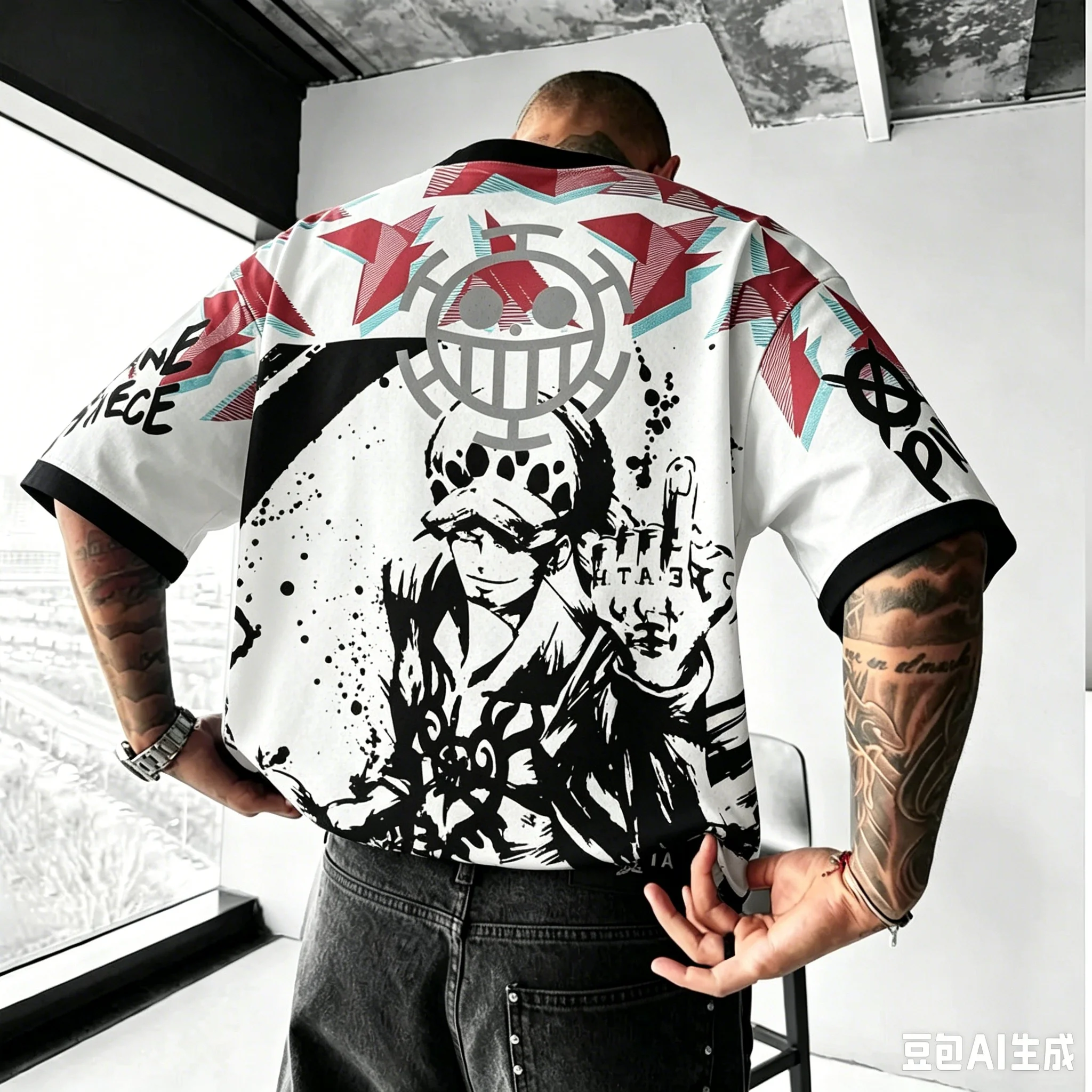 Nouveau T-shirt graphique One Piece Trafalgar Law Heart Pirates pour homme, style Y2K, coupe oversize, manches courtes, respirant, séchage rapide, en maille jersey