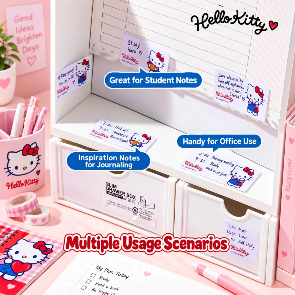 Genuine Sanrio Hello Kitty Cute Sticky Notes Memo Pad Adhesive Note Paper Character Goods for Notebook Journal Planner Office