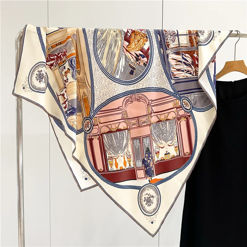 

110cm Mulberry Silk Scarf Luxury Herms Rolled Bandanas 110CM Oversized Square Shawls Hair Neck Belt Scarves Soft Hijab