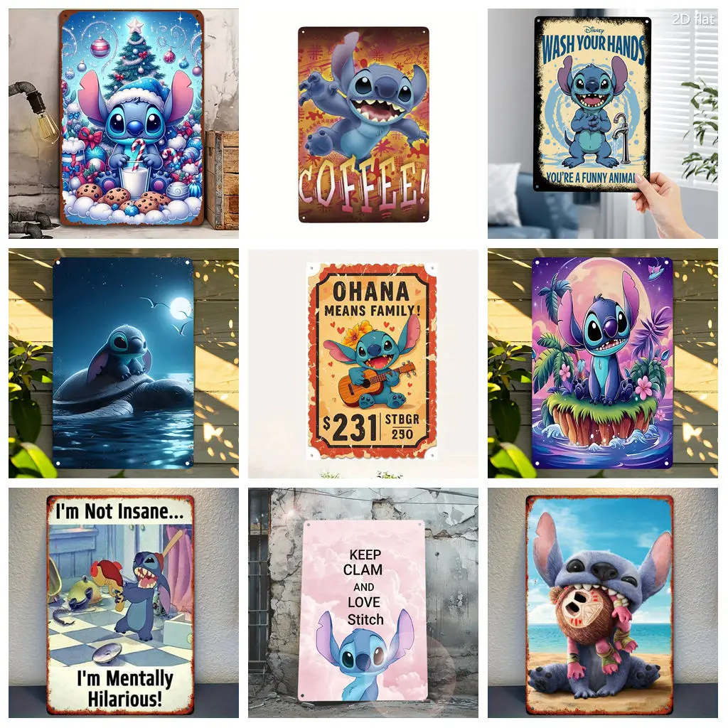 

Miniso Stitch Dynamic Adventure Collection Decor Metal Signs Tin Signs Captain Poster Decor for Bar Pub Club Wall Decoration