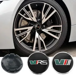 4pcs 56mm 60mm Car Wheel Center Caps VRS Sticker V Badge For A5 A7 VRS MK1 MK2 MK3 Car Stickers Accessories