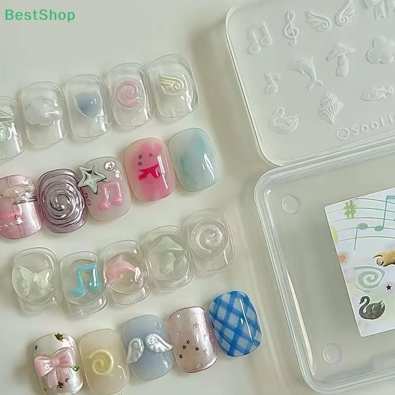 ★ ★ ★ Notas de silicona 3D, molde para decoración de uñas con forma de delfín, plantillas para uñas con lazo, herramientas de diseño de manicura, decoración artística de uñas DIY