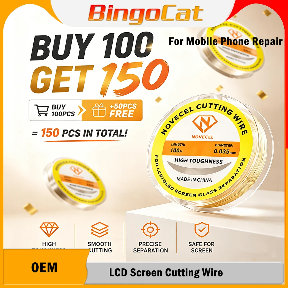 Novecel 10pc 0.028mm 0.03 0.035mm 0.04mm High Toughness Nano Special Diamond Wire for Mobile Phone LCD Display Touch Screen Cut