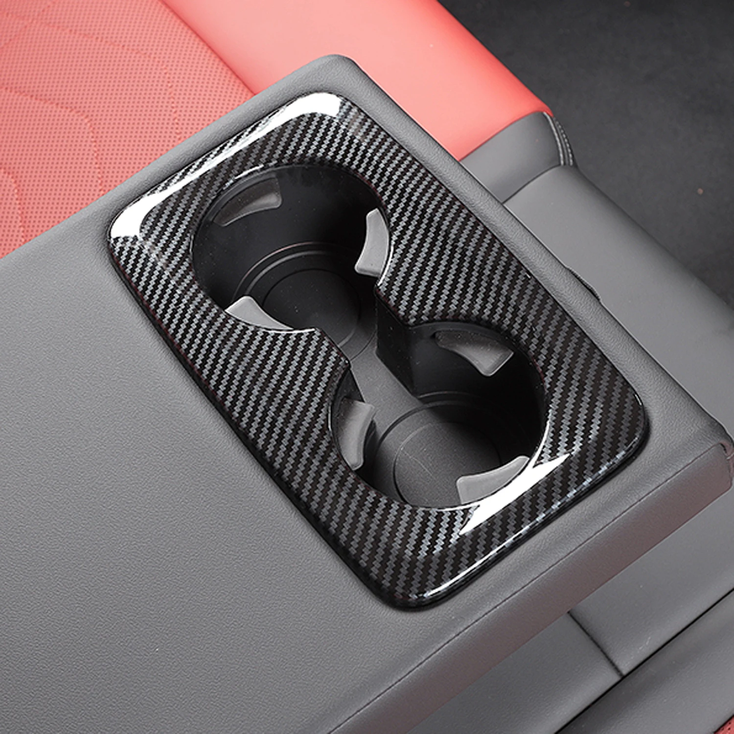 Car Accessories For BMW X1 U11 2023 2024/ iX1 2022+ ABS Carbon Fiber Grain Rear Water Cup Holder Cover Trim 1pcs image 3