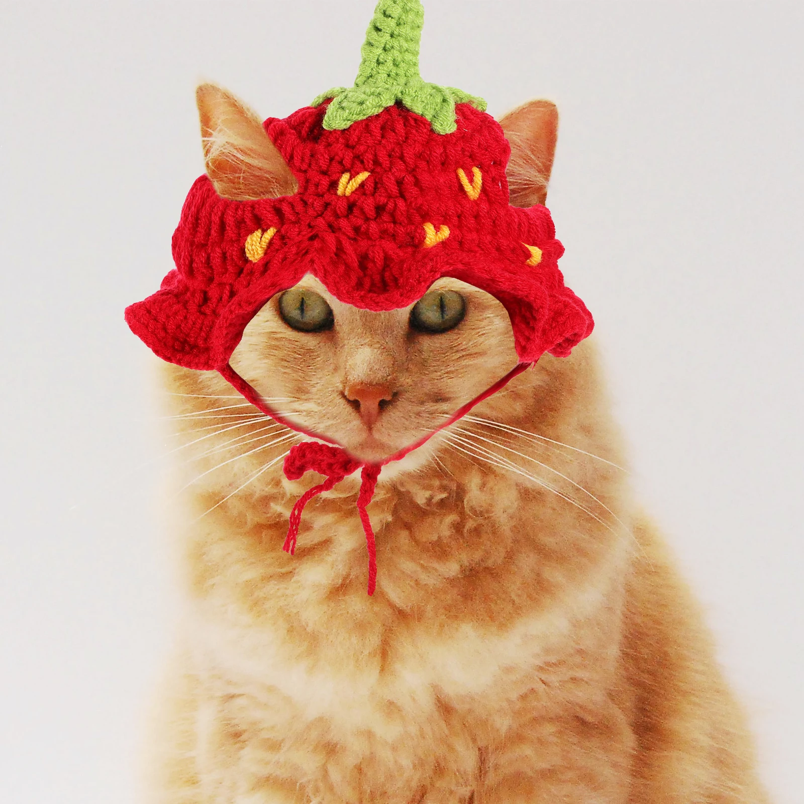 

Strawberry Hat Cats Strawberries Costume for Dog Pet Hats Pets Small Cute Halloween