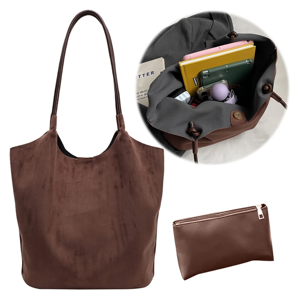 

Сумка-тоут из искусственной замши с магнитной застежкой, женская сумка через плечо, сумка-хобо, сумка с верхней ручкой для работы и путешествий