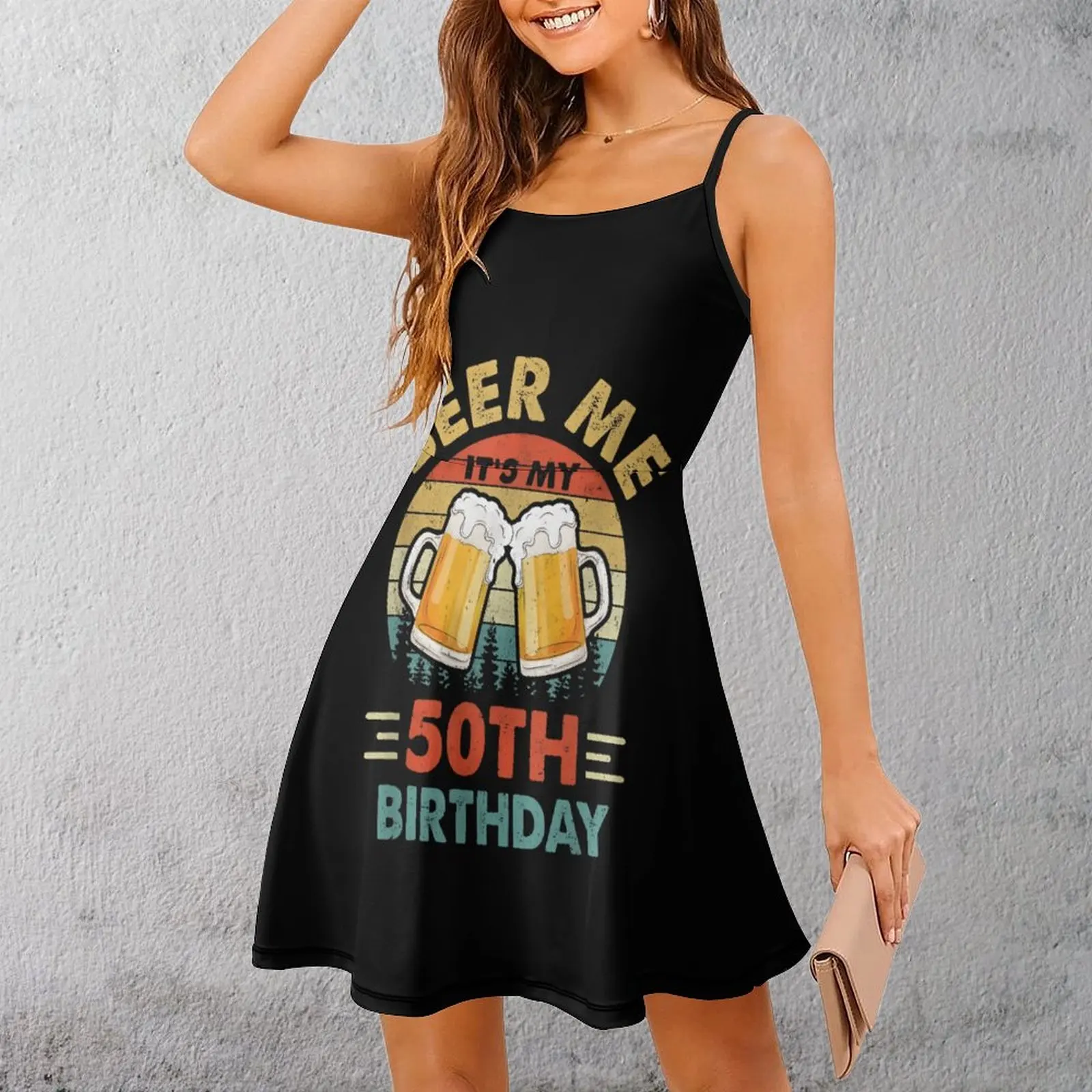 

Женское платье на бретельках на 50-летие Beer Cheers, милое сексуальное женское платье с юмором и графикой, платья для вечеринок