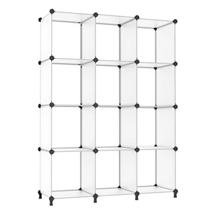 

Cube Storage Organizer Storage 12 Cube Bookshelf DIY Plastic Closet Storage Shelves with Wooden Mallet Ideal Storage Solution f