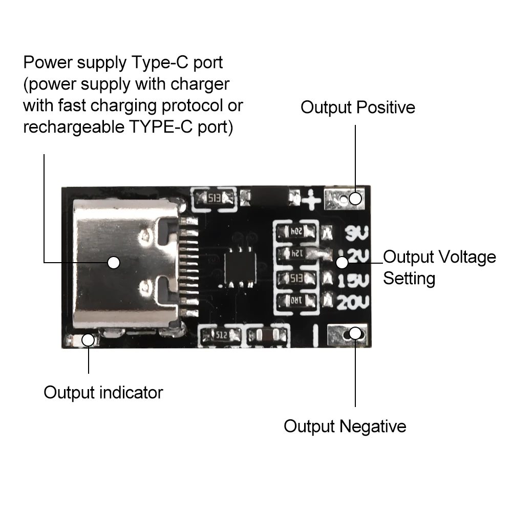 PD Trigger Board Module PD/QC Decoy Board Fast Charge USB Type-c to 9/12/15/20V High Speed Charger Power Delivery Boost Module