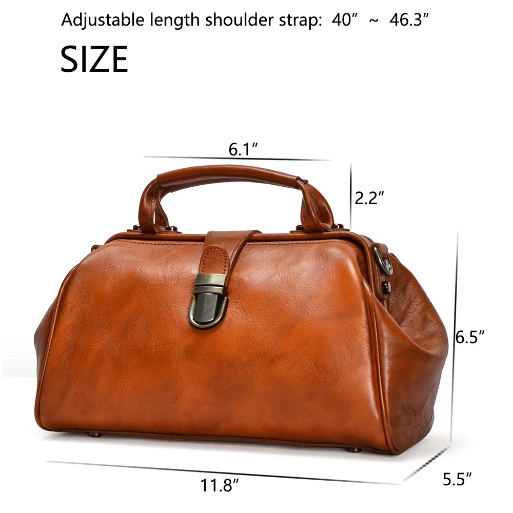 Doctor\'s bag Leather women\'s bag Vintage bag Handmade messenger bag Cowhide vegetable tanned leather 2023 new handbag