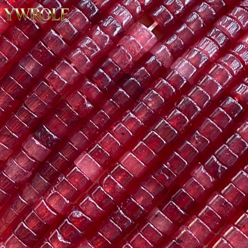 Wheels Natural Stone 3x6mm Rondelle Ruby Color Chalcedony Loose Spacer Beads for Jewelry Making DIY Bracelets Charms Accessories