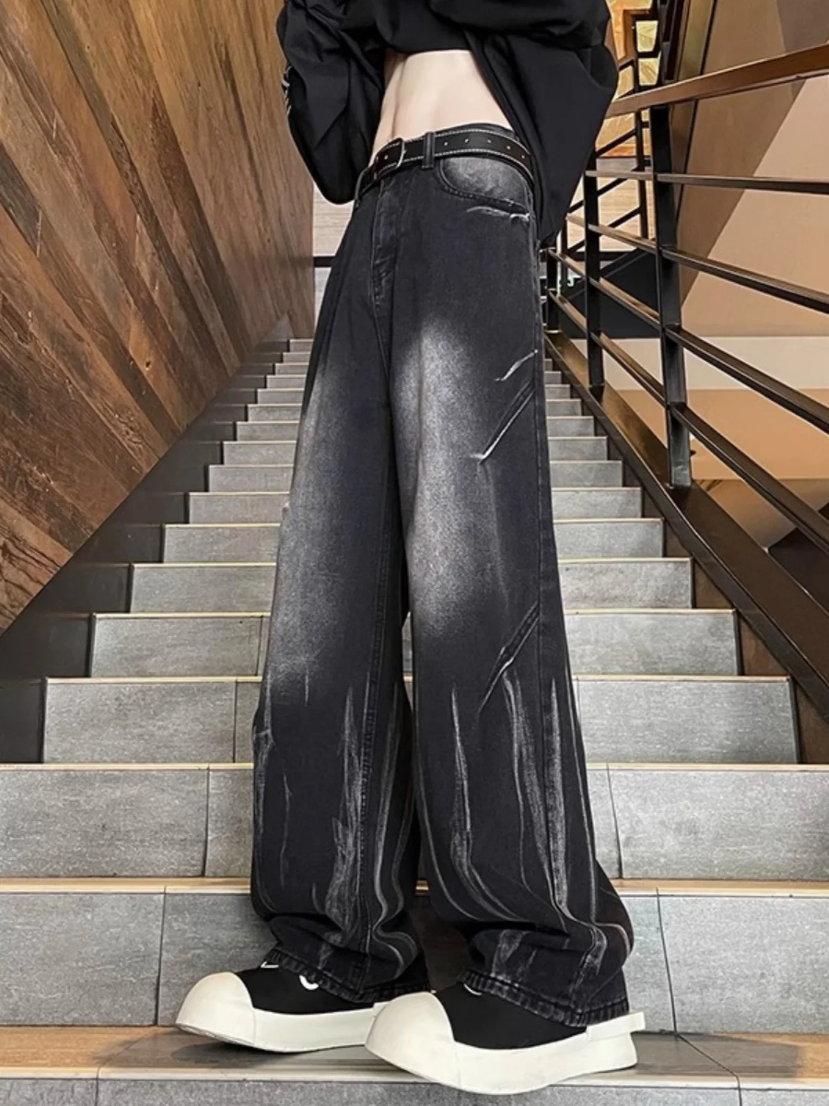 

Мужские джинсы в стиле ретро с принтом тай-дай, свободные брюки High Street Vibe, осень-зима, новые джинсы Sle Water Wa adient