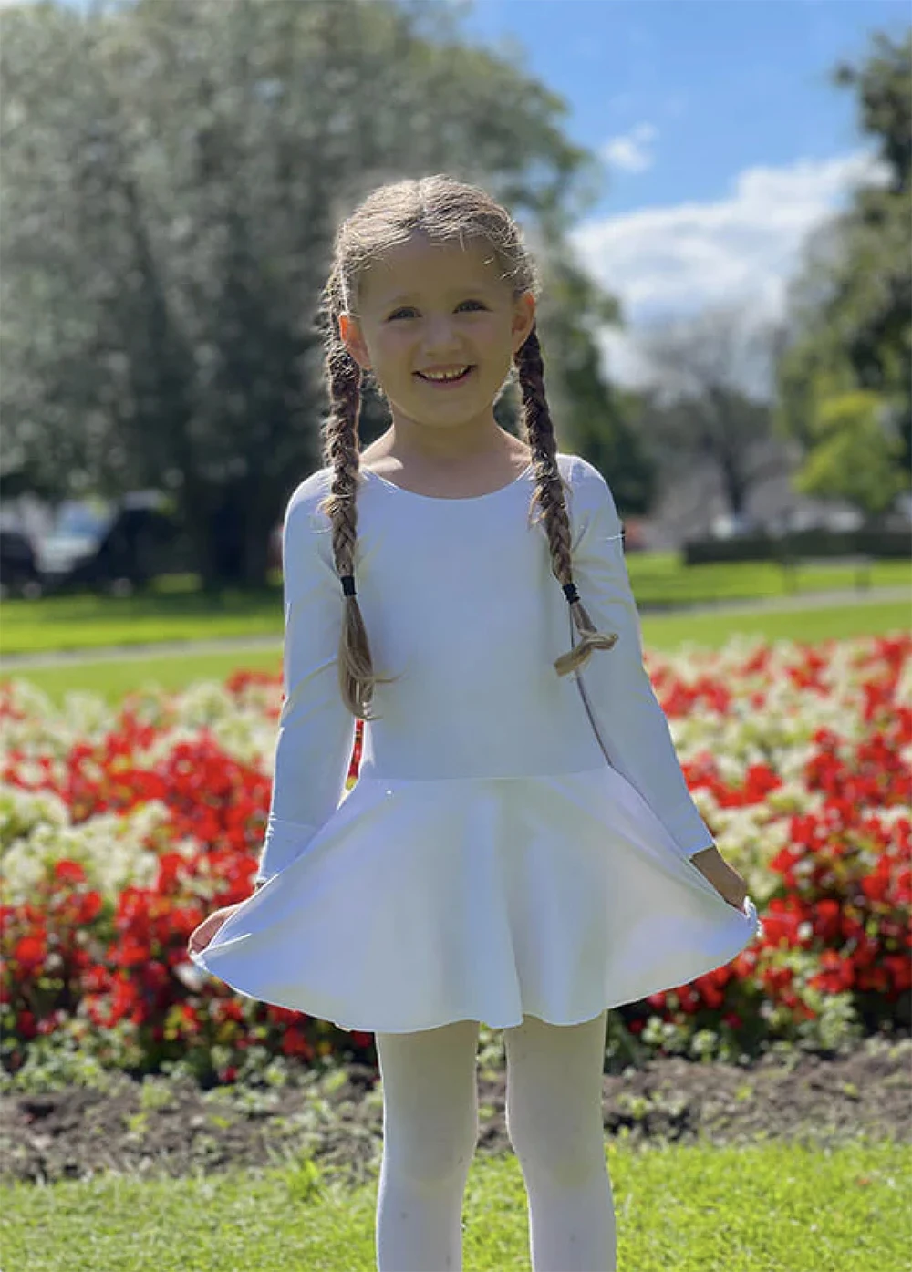 Strój baletowy dla dzieci Speerise z spódniczką, sukienka do tańca dla dziewczynek, nylonowy strój do tańca latynoamerykańskiego z długim rękawem, dekolt okrągły, kostiumy gimnastyczne, odzież.