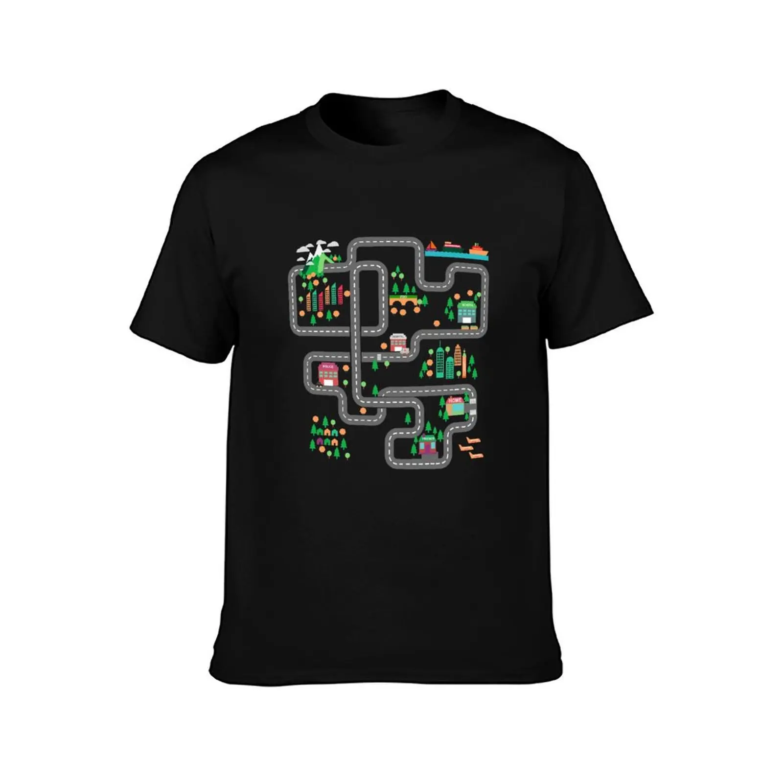 Play mat Road Map Racing Car Play Mat Funny Fathers Day gift T-Shirt Summer Casual Cotton Tee Oversized Streetwear Tops
