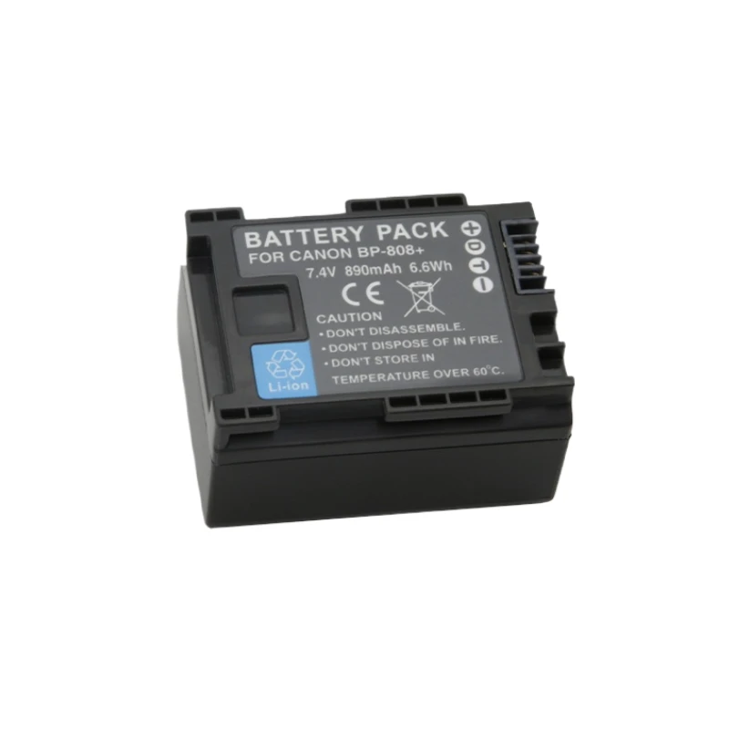 New 7.4V 890mAh BP-828 BP808 BP809 Camera Battery for Canon VIXIA HF10 HF100 HF11 HF20 HF200 HG20 + USB Dual Channel Charger