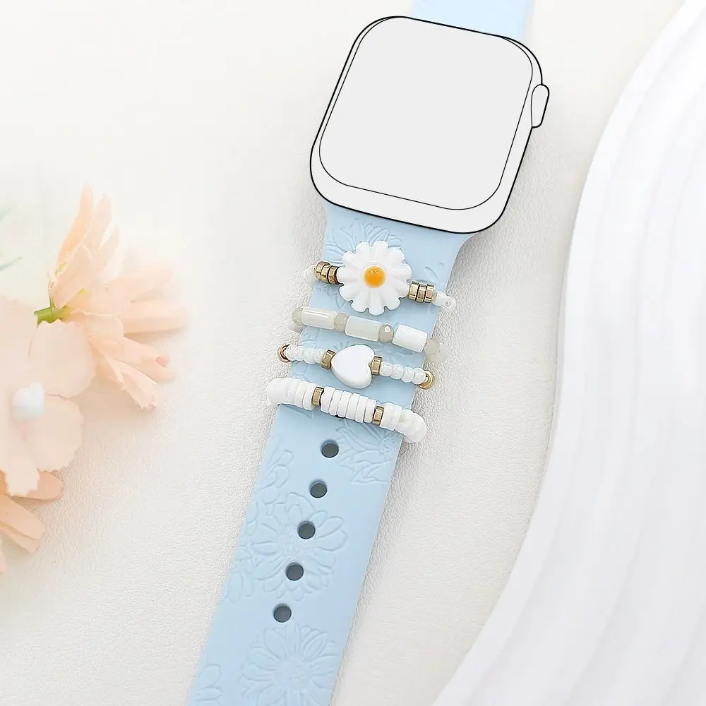 4 個の花時計バンド飾りストラップ装飾ツールファッションリストベルトチャームシェルビーズ時計バンド用