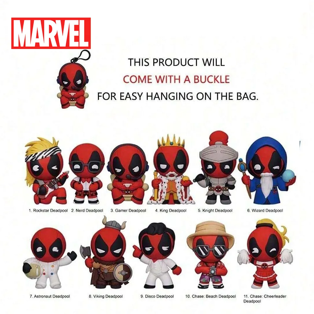 เดดพูล ของสะสมแบบกล่องสุ่มลิขสิทธิ์แท้จากมาร์เวล ฟิกเกอร์ 3 มิติ แบบคลิปหนีบกระเป๋า พวงกุญแจอนิเมะ