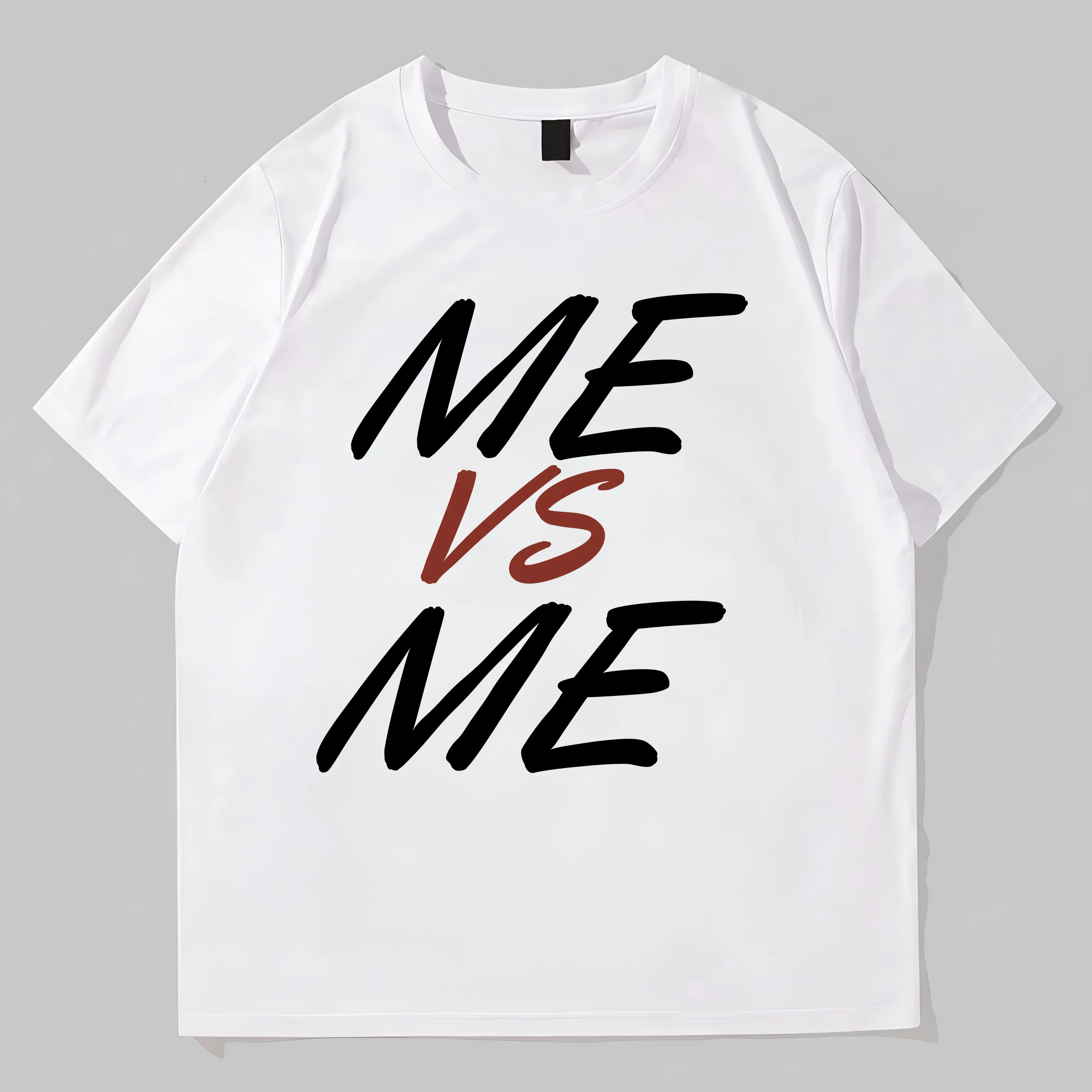 

Простая футболка с круглым вырезом Teevo ME VS ME, креативная повседневная одежда с буквенным принтом для мужчин и женщин