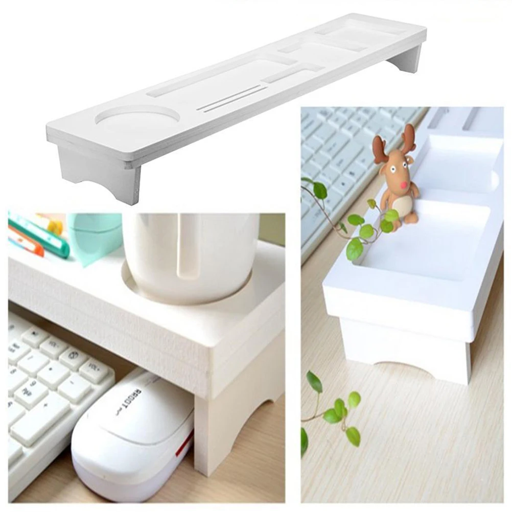 

Multifunctional Desktop Organizer Rack 7 Sections Waterproof Storage Shelf Over Keyboard Office Removable Tray For Cup Phone
