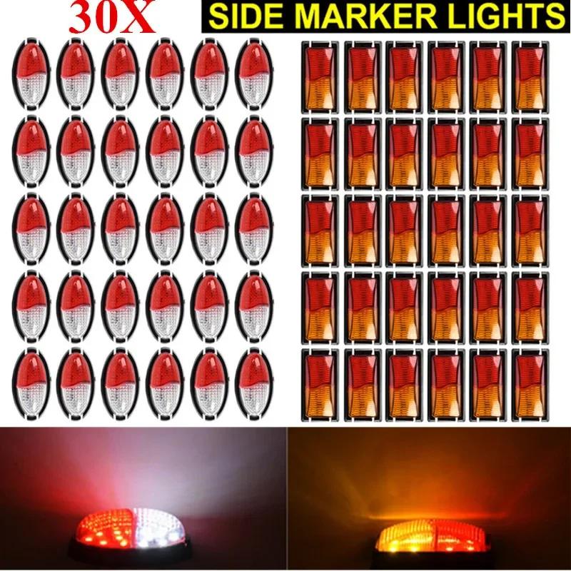 

30x Waterproof 12-24V LED Side Marker Lights Turn Signal Light Clearance Reverse Brake Stop Lamp For Truck Trailer Tractor Lorry