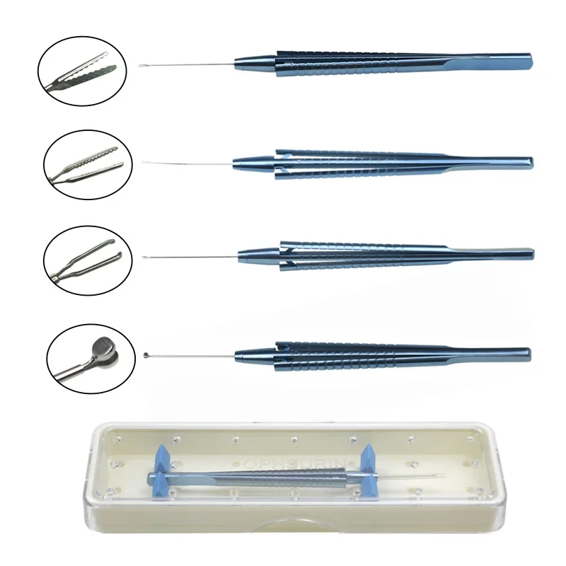 GREATLH 1pc Ophthalmic Retinal Forceps with Box Capsulorhexis Forceps Intraocular Titanium Alloy Ophthalmic Instrument