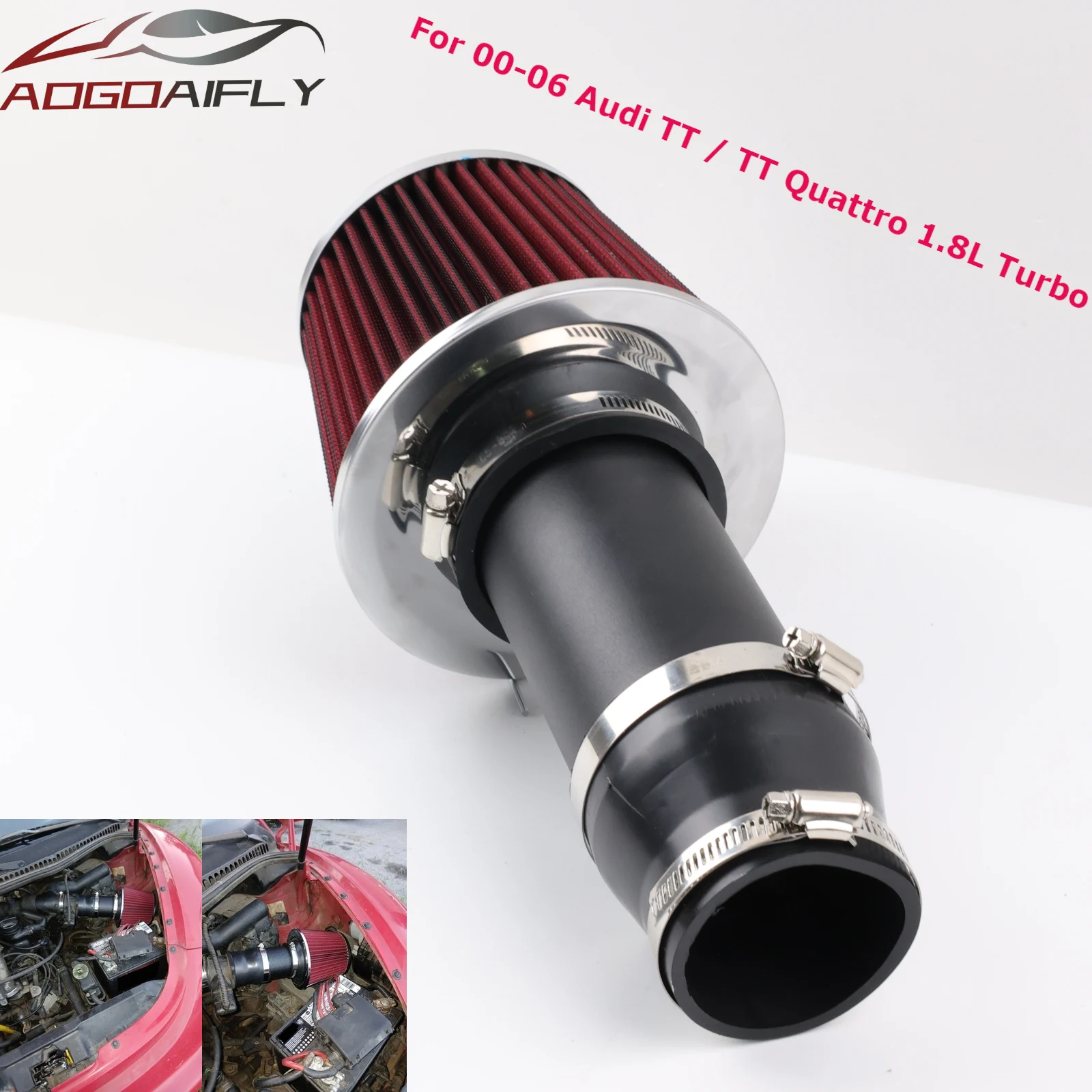 Short Ram Cold Air Intake Kit 2.75inch For VW Golf Jetta Beetle 1.8L 1.9L 2.0L 2.8L for 2000-06 Audi TT / TT Quattro 1.8L