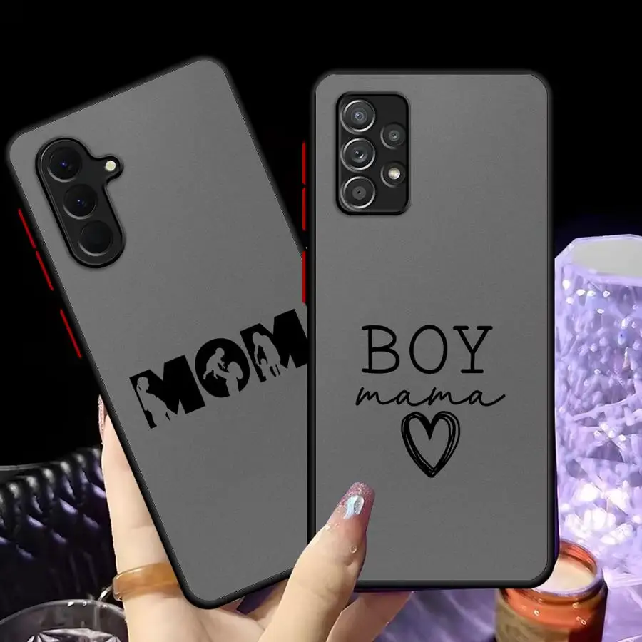 Phone Cover Case for Samsung Galaxy A73 A33 A16 A15 A53 A14 A23 A17 A52 A35 A52S A72 A34 A36 A56 A55 A54 Line Boy Mama Pattern