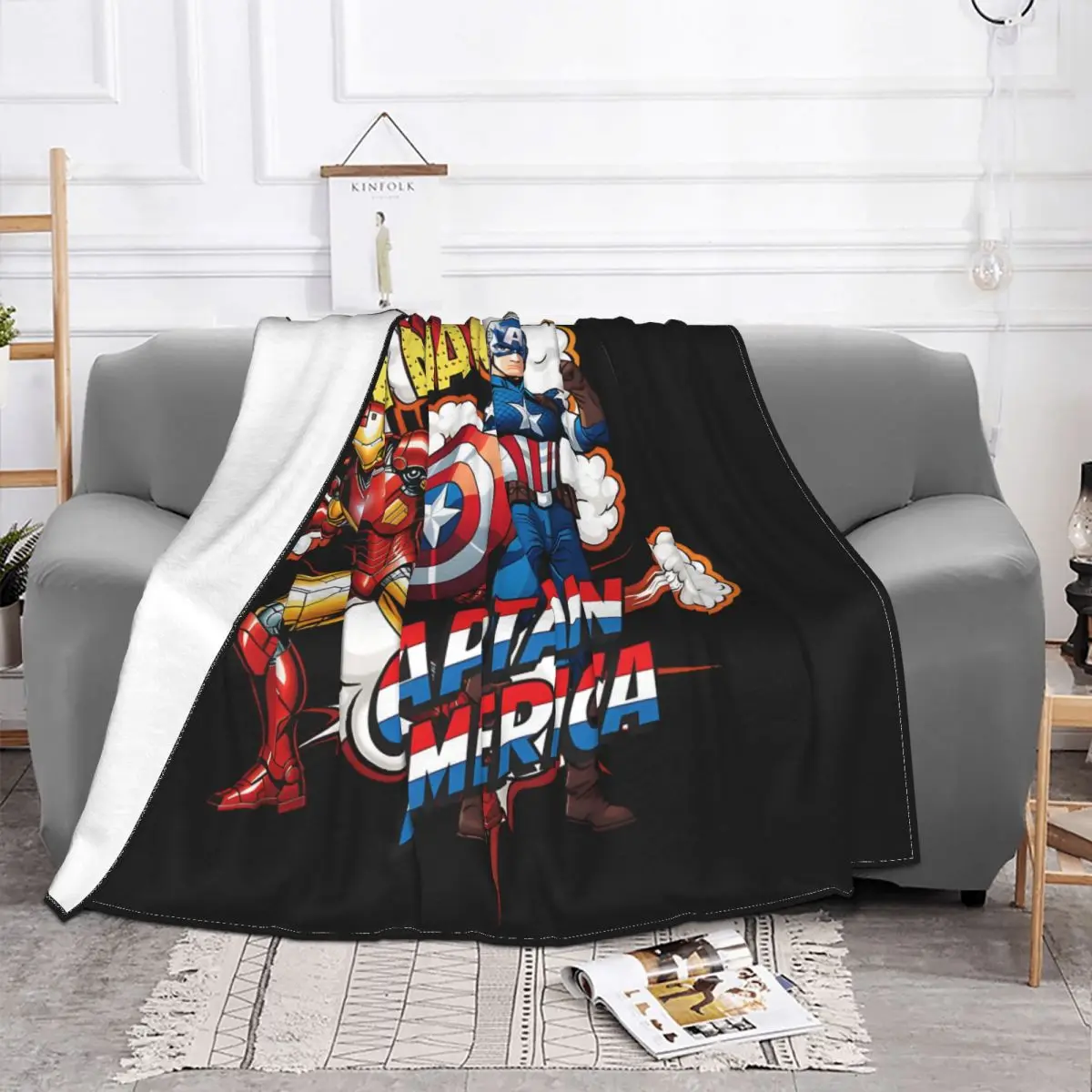 Marvel Iron Man Blanket Fleece Plush All Season Breathable Super Warm Ultra-Soft Together Throw Blankets For Sofa Bedspread