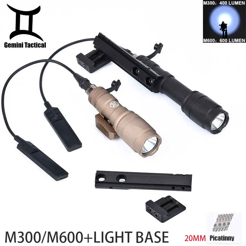 

Tactical Wadsn M300 Scout Light Side Rail Set M600 Hunting Flashlight Adaptive Offset Mount Base Weapon Spotlight Fit 20MM Rail