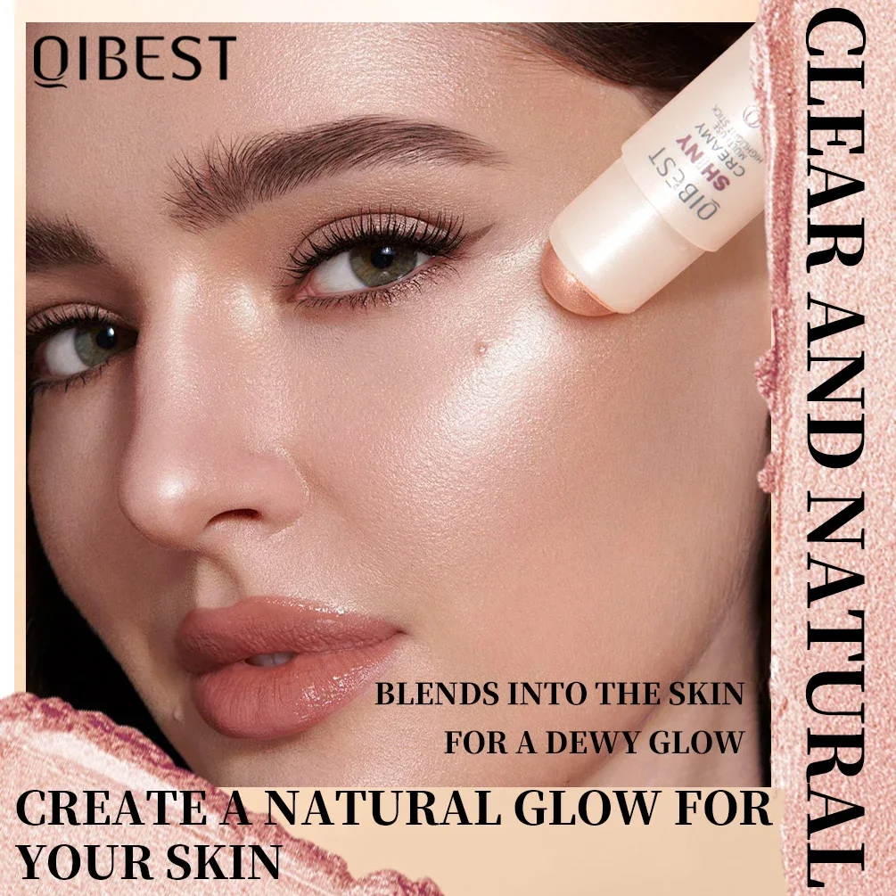 Qibest 3 cores iluminar barra de iluminador cosméticos rosto contorno bronzer shimmer iluminador vara rosto maquiagem corpo iluminador
