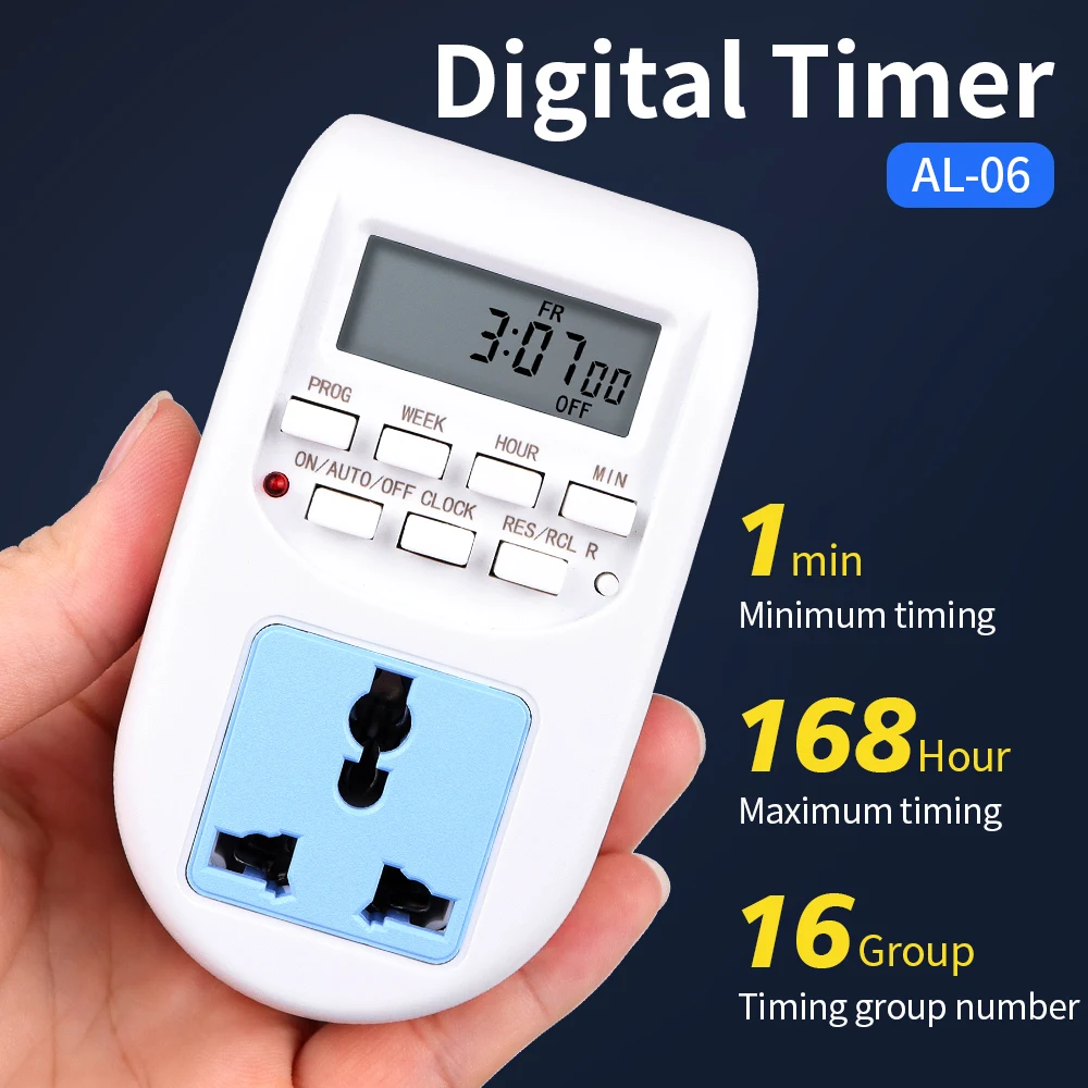 220V EU Electronic Digital Countdown Switch Universal Charging Timing Socket Programmable 7 Days Timer Kitchen Tools