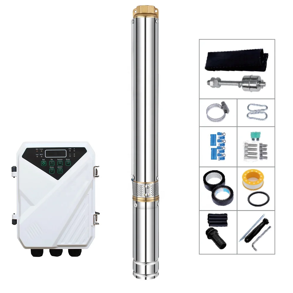 ess Steel Submersible Pump Well Pump Brushless Motor High Pressure Irrigation 3inch 4inch 6inch  Solar Water Pump DC Stainl