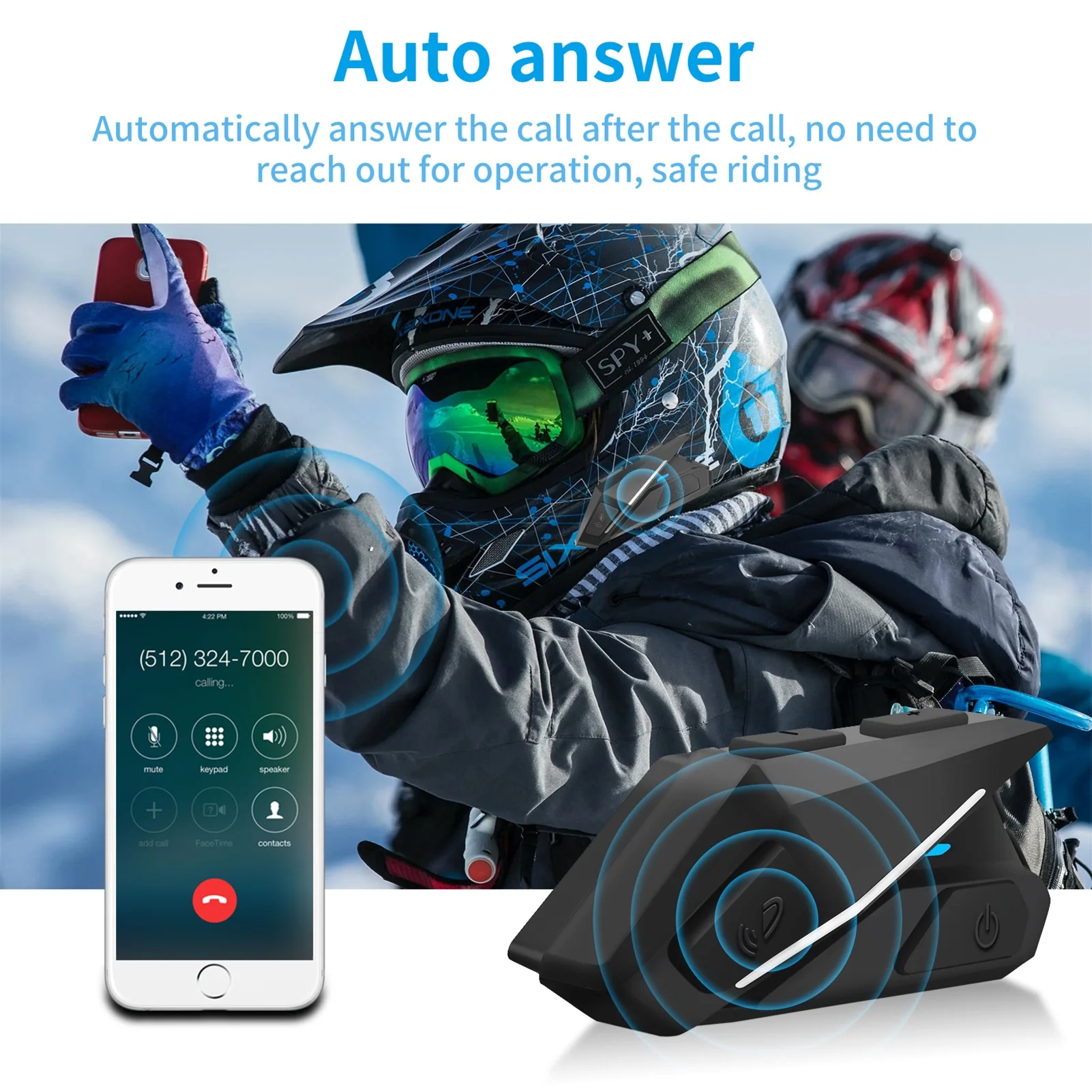 

Motorcycle Helmet Headphones Ski Helmet Headset Support Walkie-Talkies Blue-Tooth 5.0 Noise Canceling Music Player FM Radio Ear