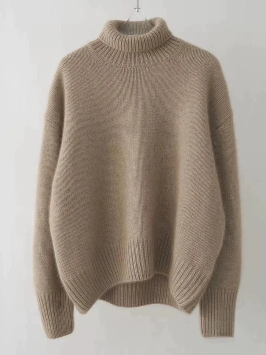 2023 newTurtleneck 100% pure cashmere women\'s loose sweater thickened autumn and winter wool sweater jumper lazy base