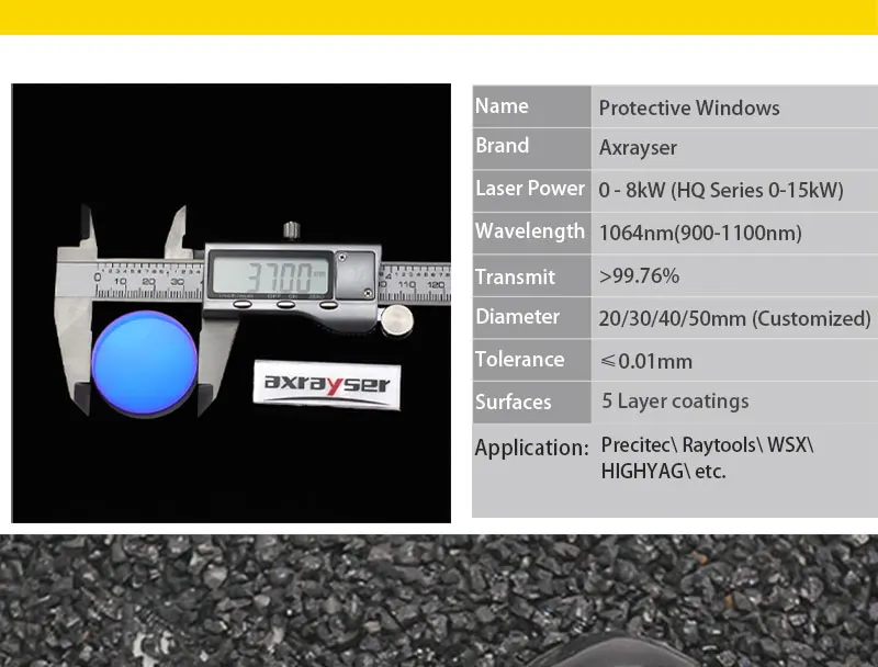 Axrayser Laserschutzfenster, Linsen und Düsen, alle Arten von Laserkopfteilen für Faserschneiden, Raytools Precitec WSX Bodor 37 x 7 – Detail 9