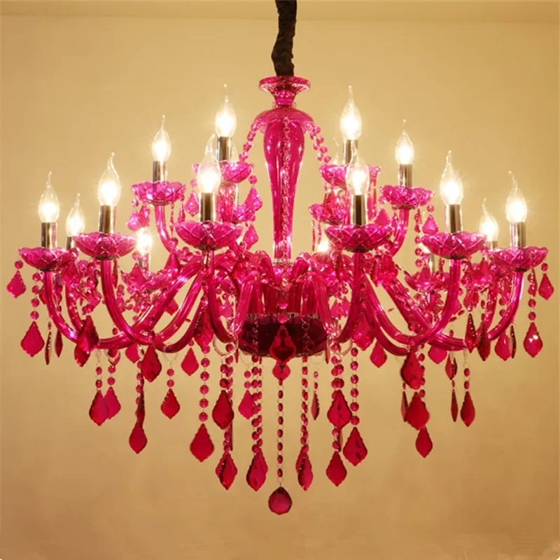 

TINNY European Purple Crystal Chandelier Luxury Living Room Restaurant Bedroom Girl's room Villa Clothing Store Pendent Lamp