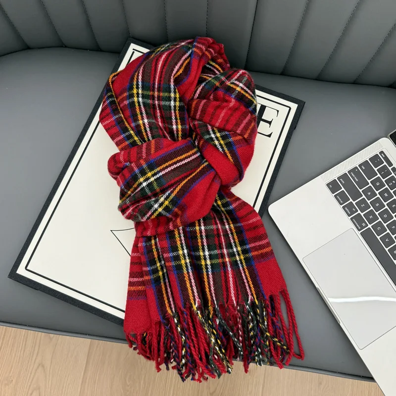유니섹스 신상 체크 스카프 프리미엄 감성 겨울 따뜻한 목도리 학생 커플 도매