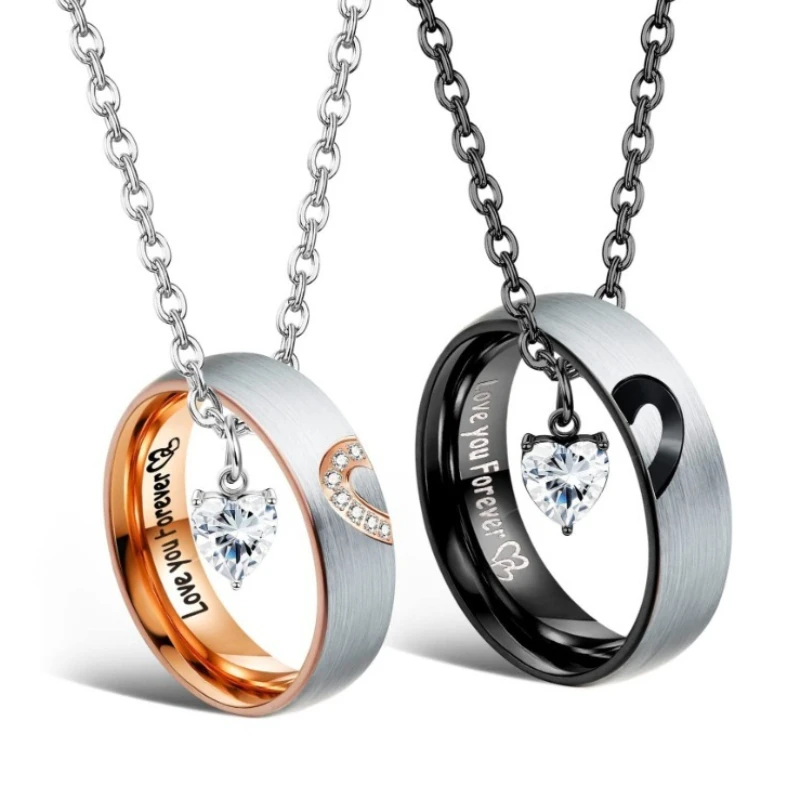 Couple Pendants Necklaces Titanium Steel Love 100 Language Projection Personality Versatile Fashion Jewelry Suitable Wedding