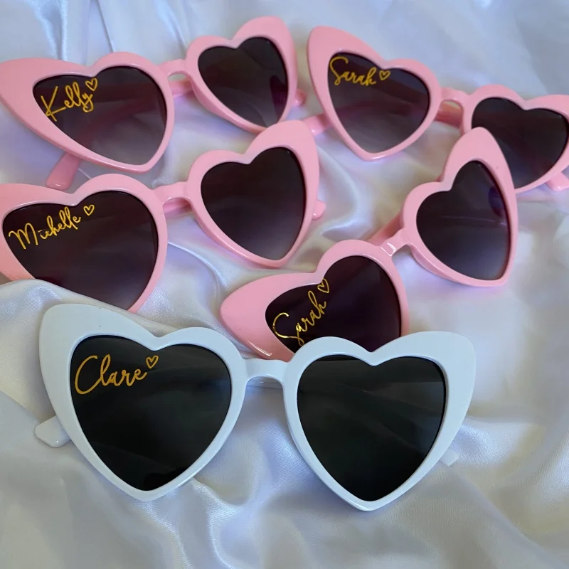 Personalized Heart Wedding Sunglasses White Heart Sunglasses Monogram Heart Sunglasses Summer Wedding Favors Summer Party