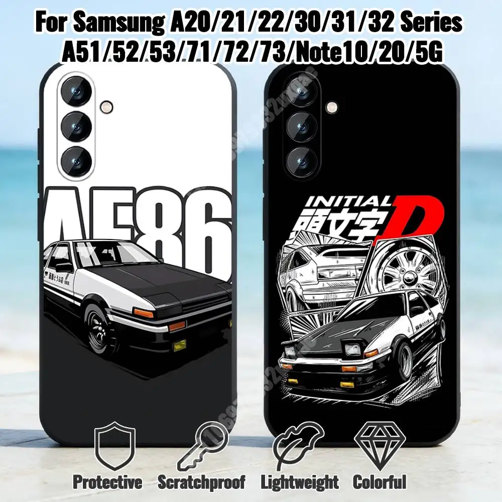 AE86 Comic Initial D Phone Case for Samsung Galaxy A12 13 Note 10Pro 20Ultra A20 21 22 30 31 32 A71 72 TPU Cover