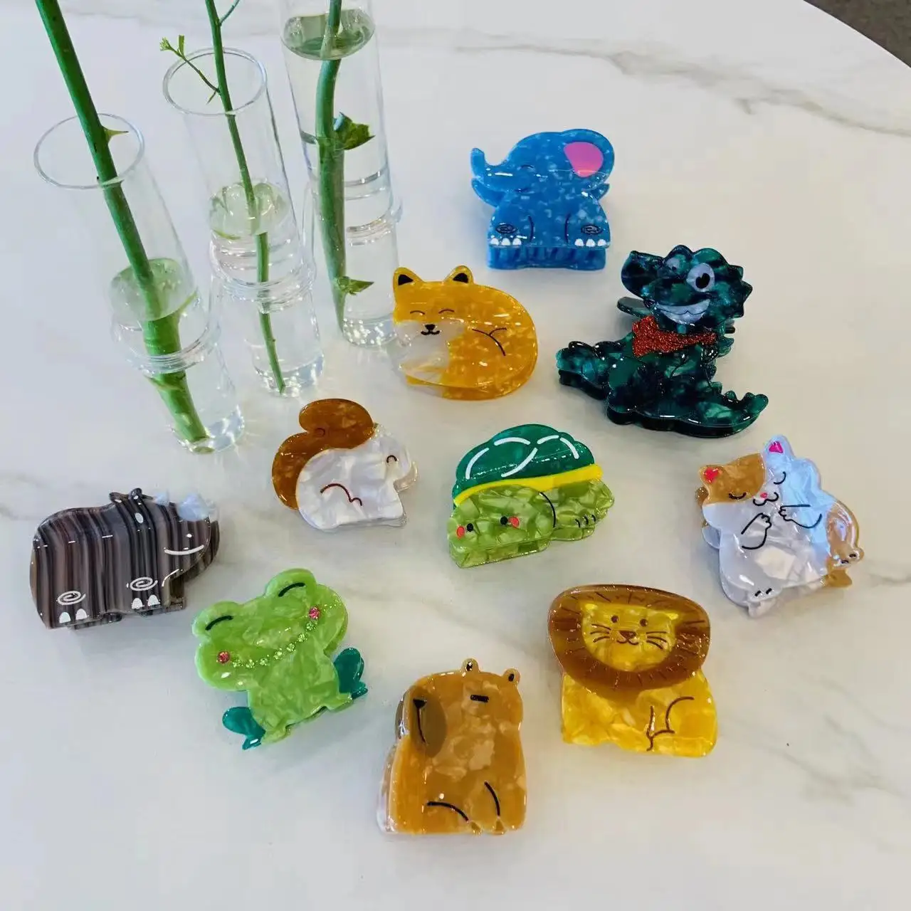 Acetate Animal Dinosaur Lion Frog Turtle Rhinoceros Squirrel Elephant Hair Clip Claws Holiday Birthday Gift Hair Accessories