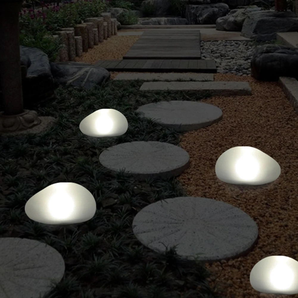 Impermeável ao ar livre Solar Cobble Stone Lamp, luz da paisagem para o parque, varanda piso, decoração do jardim, Glow Stone, IP55