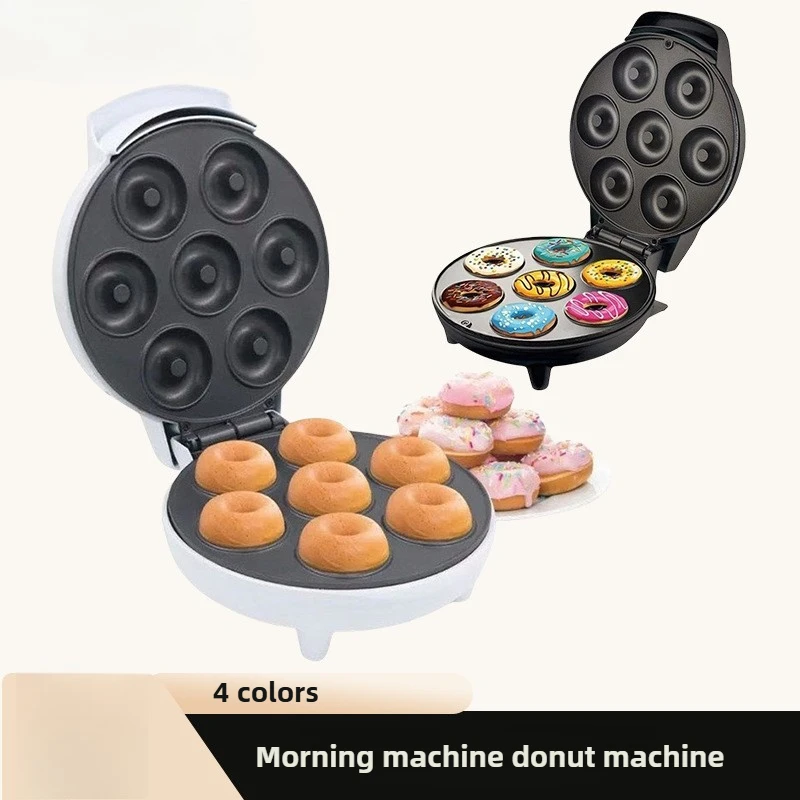 760W朝食メーカー ブラック 7穴ドーナツ丸型ケーキメーカー パンメーカー ワッフル PBT耐熱プラスチック 簡単お手入れ DIY