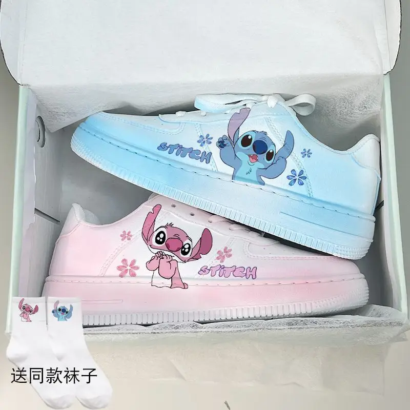 Disney Stitch Angel Cartoon Sneaker Women Summer Breathable Versatile Couples Board Shoes Y2k Cute Student Leisure Shoes