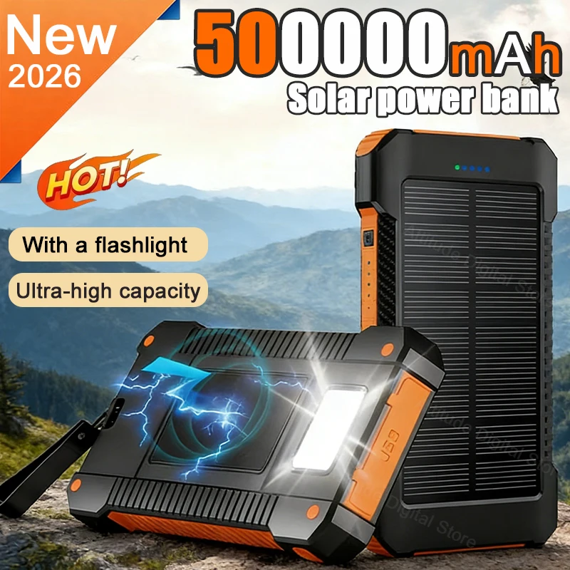 

500000 мАч Солнечная батарея большой емкости Сверхбыстрая зарядка Открытый портативный внешний аккумулятор для iPhone Huawei Sam