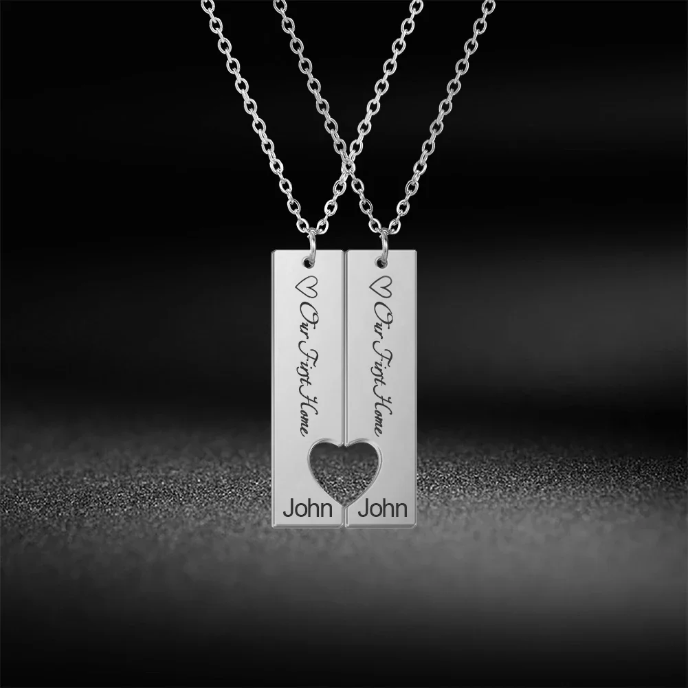 Lemegeton Personalisierte Namensketten mit graviertem Text, Anhänger für Paare, Edelstahlschmuck, individuelle Valentinstagsgeschenke – Detail 6